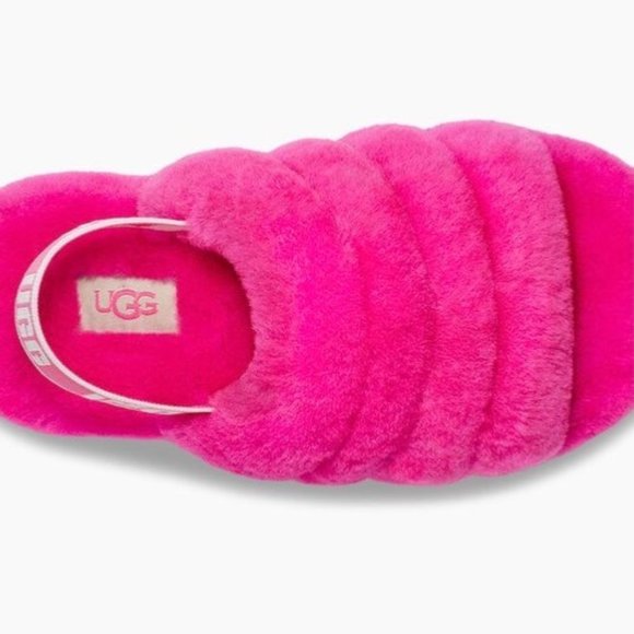 UGG Girls Fluff Yeah Slide Size 4 Pink EUC - Picture 3 of 15